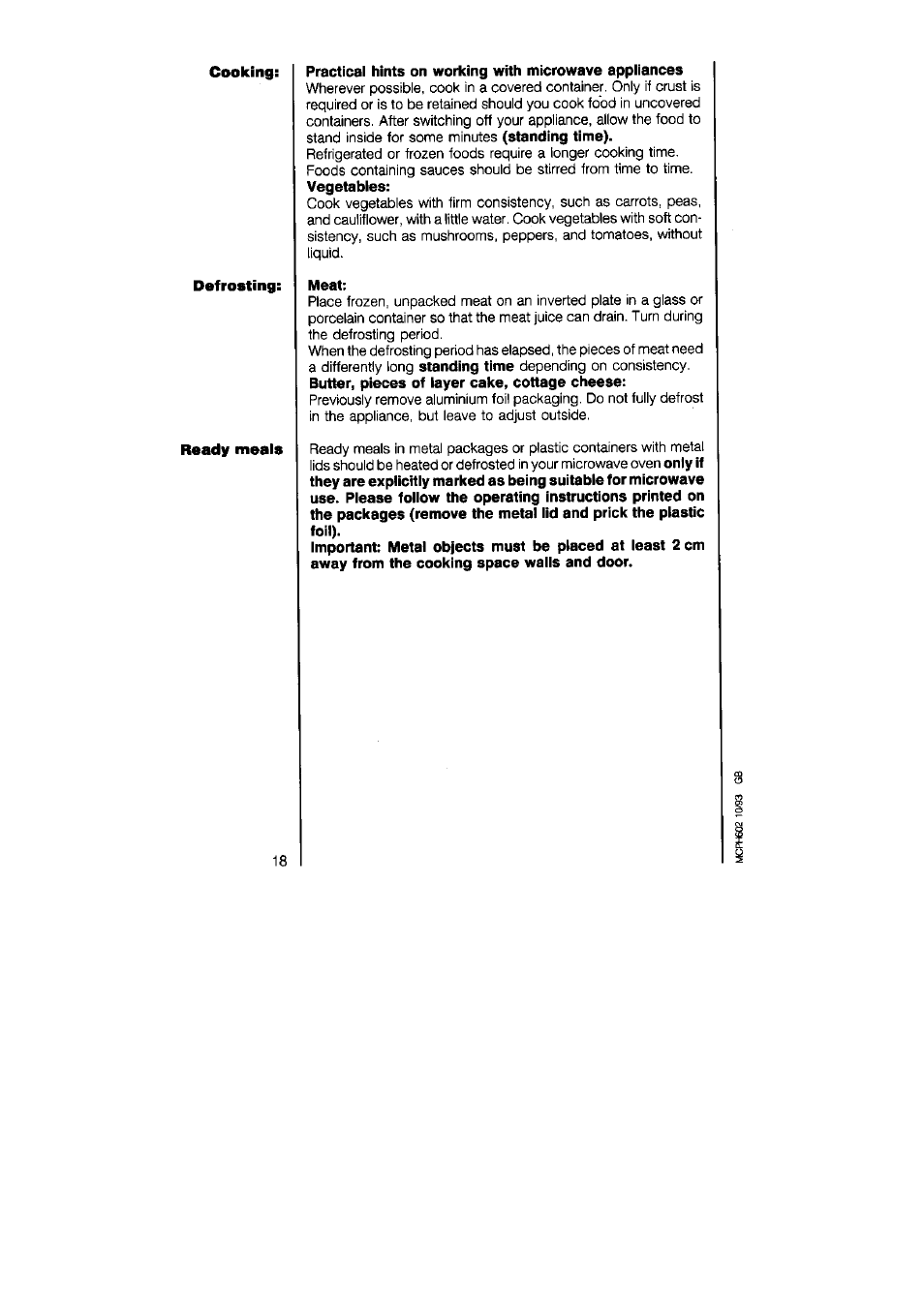 Defrosting: meat | AEG MICROMAT DUO 220 User Manual | Page 18 / 29