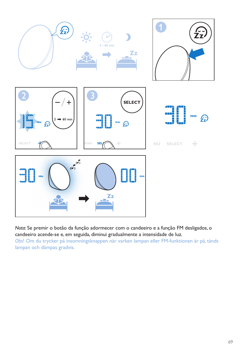 Modo demo, Demoläge | Philips Wake-up Light User Manual | Page 69 / 72