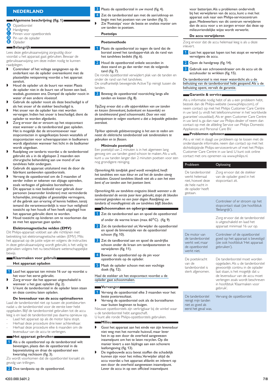 Nederland | Philips Sonicare Sensiflex Cepillo dental recargable User Manual | Page 7 / 8