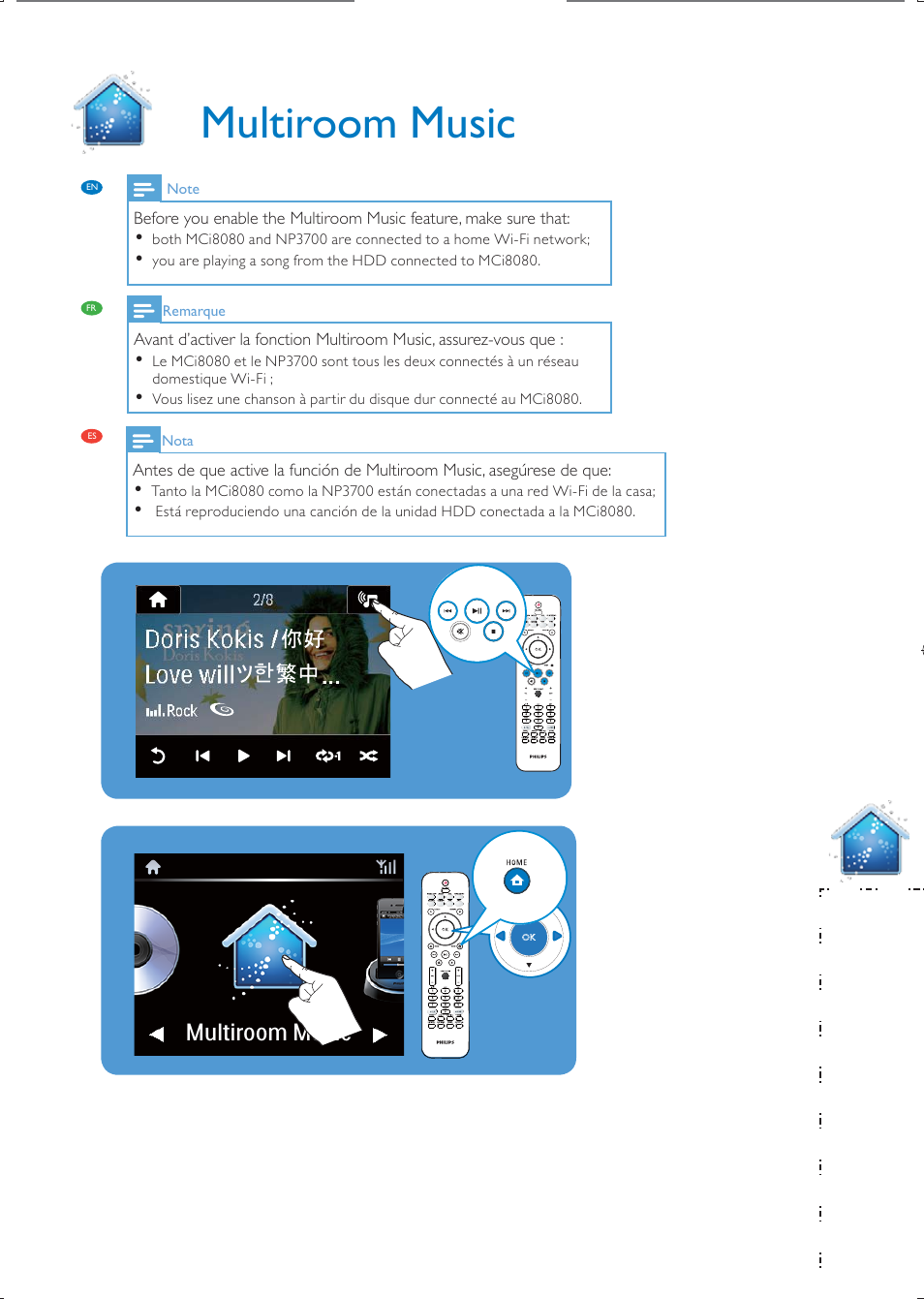 Multiroom music | Philips Streamium Sistema Hi-Fi con componentes Wi-Fi User Manual | Page 21 / 28