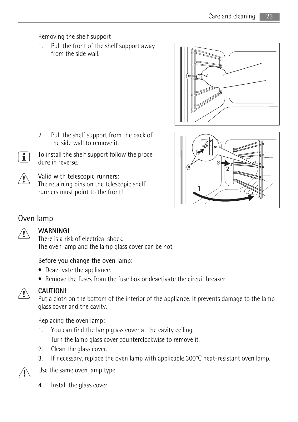 Oven lamp | AEG BE3013021 User Manual | Page 23 / 28