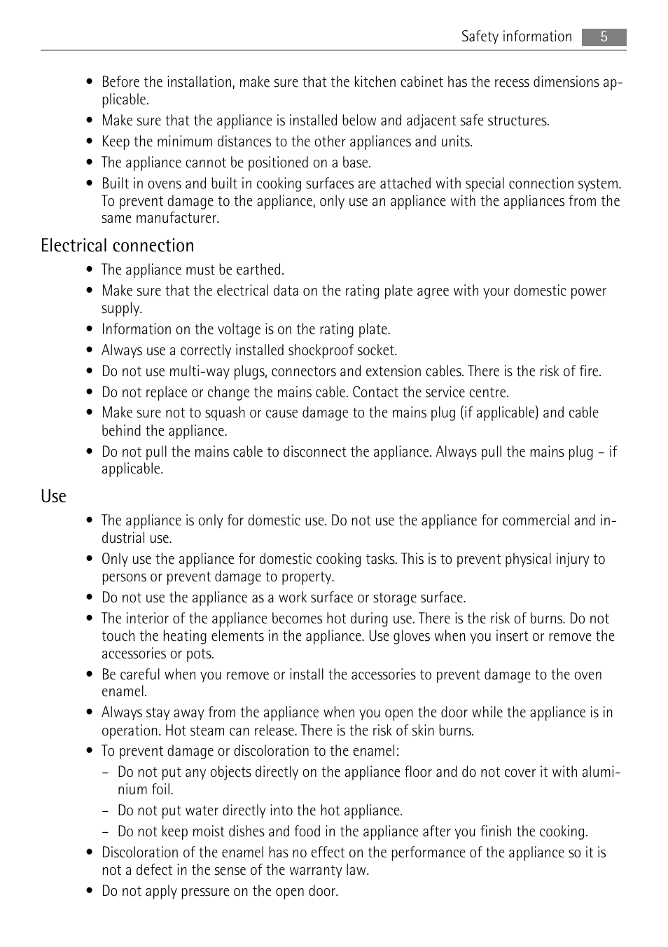 Electrical connection | AEG BE3013021 User Manual | Page 5 / 28
