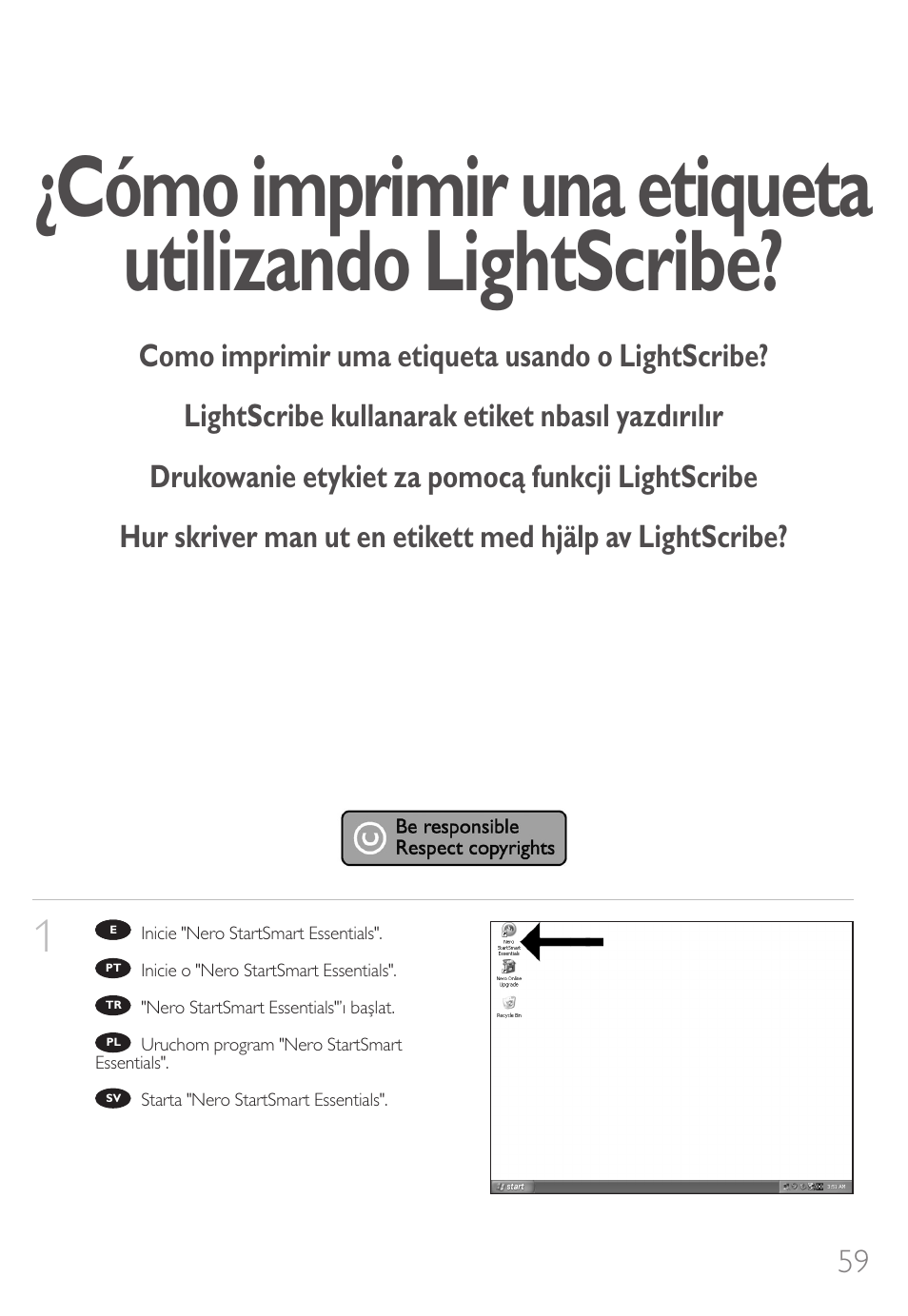 Cómo imprimir una etiqueta utilizando lightscribe | Philips Unidad interna User Manual | Page 59 / 88