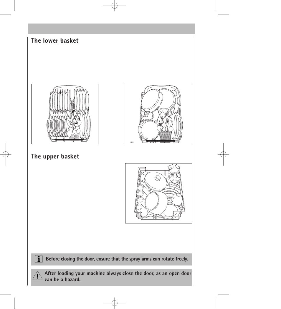 The lower basket, The upper basket | AEG 34350 I User Manual | Page 16 / 35