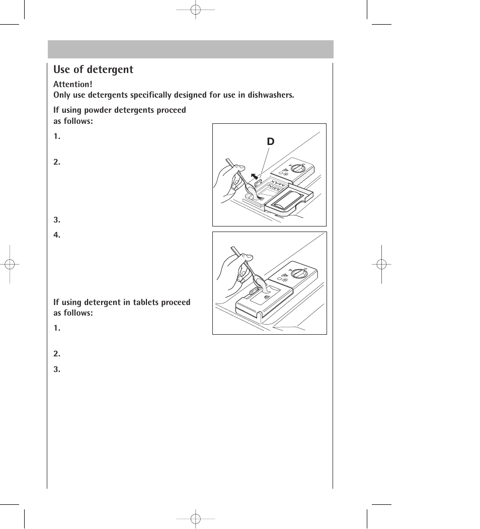 Use of detergent | AEG 34350 I User Manual | Page 18 / 35