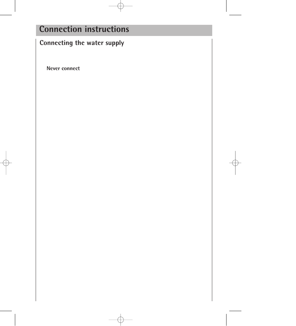 Connection instructions, Connecting the water supply | AEG 34350 I User Manual | Page 31 / 35