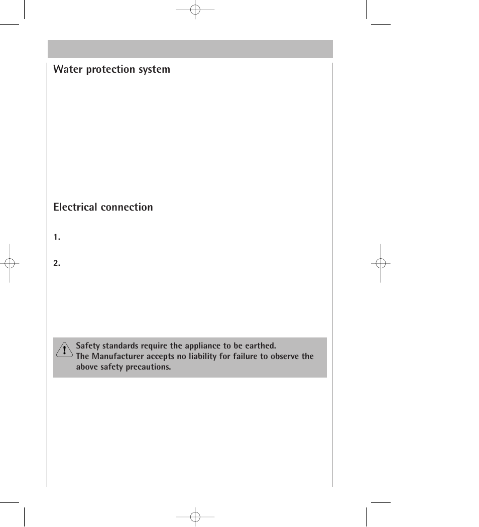 Water protection system, Electrical connection | AEG 34350 I User Manual | Page 34 / 35