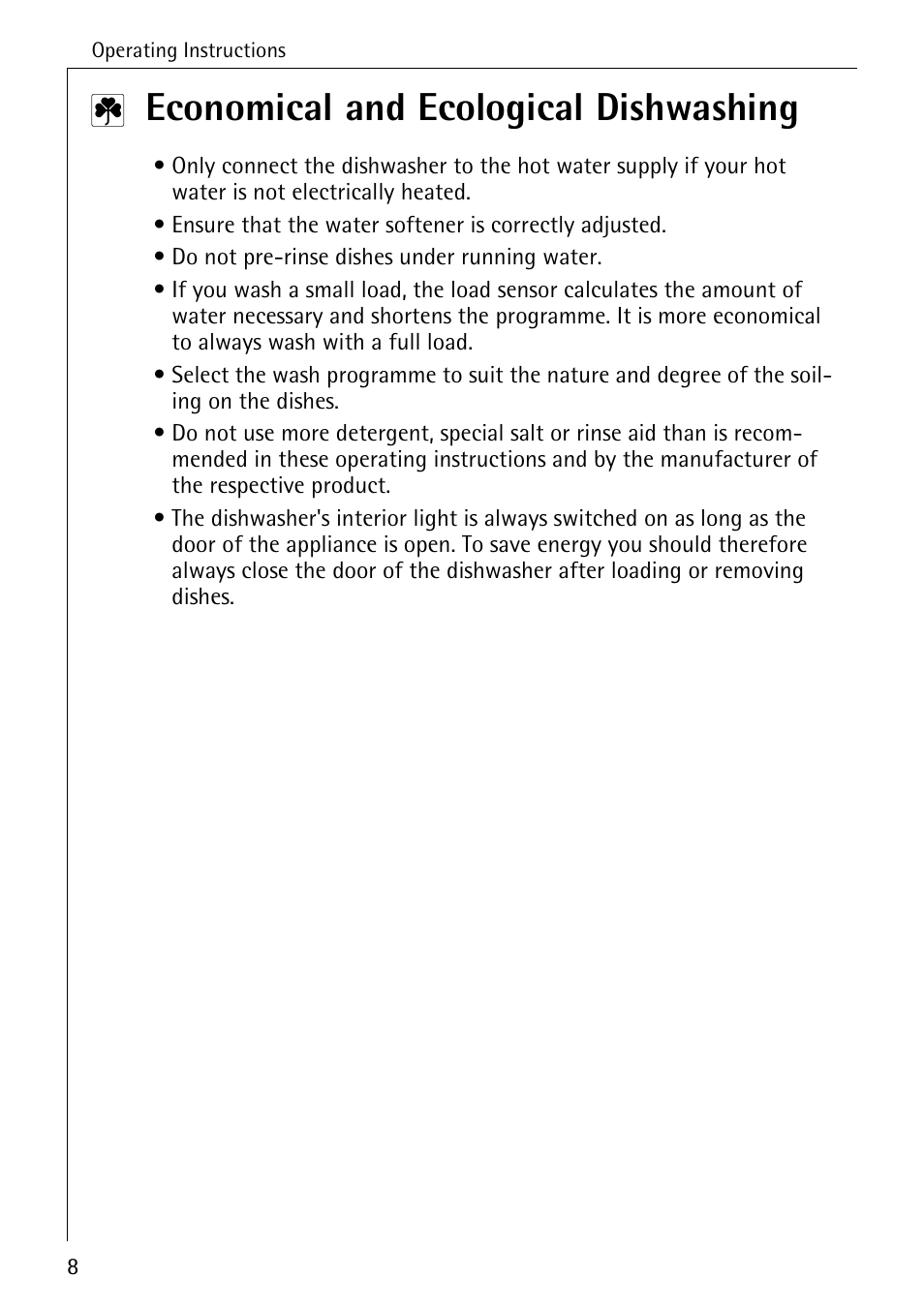 Economical and ecological dishwashing | AEG 80850 I User Manual | Page 8 / 48