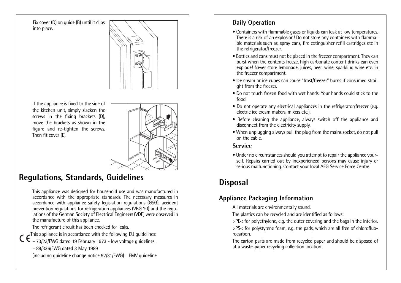 Disposal, Regulations, standards, guidelines | AEG SANTO C 7 18 40 I User Manual | Page 5 / 14