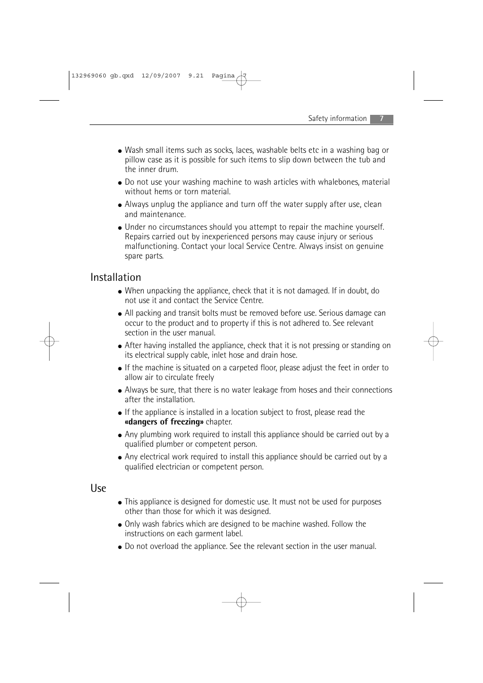Installation | AEG LAVAMAT 62840 User Manual | Page 7 / 52