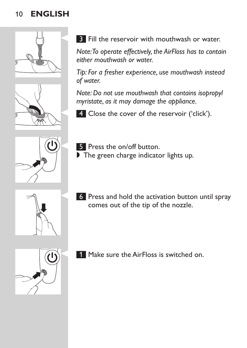 Philips Sonicare AirFloss Interdental - Recargable User Manual | Page 10 / 96
