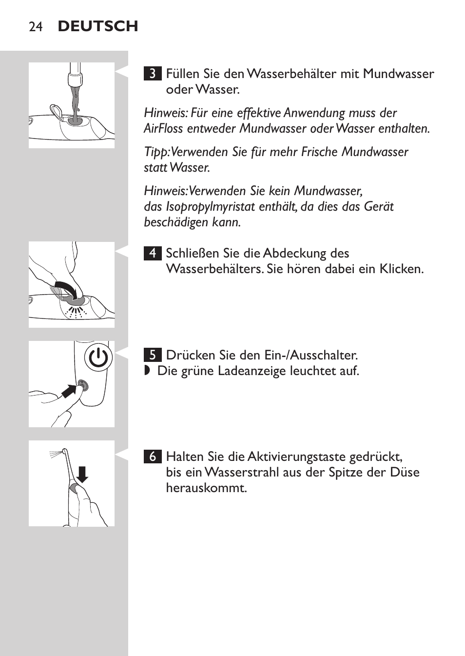 Philips Sonicare AirFloss Interdental - Recargable User Manual | Page 24 / 96