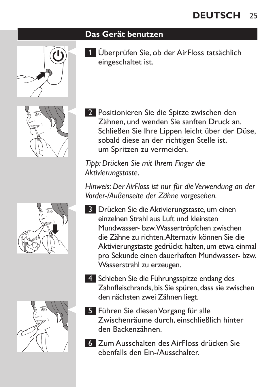 Philips Sonicare AirFloss Interdental - Recargable User Manual | Page 25 / 96