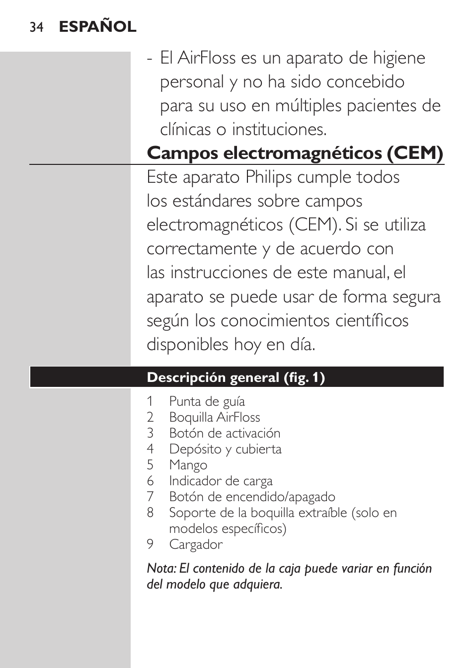 Philips Sonicare AirFloss Interdental - Recargable User Manual | Page 34 / 96