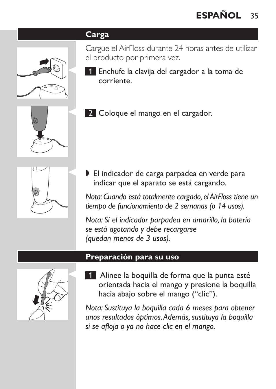 Philips Sonicare AirFloss Interdental - Recargable User Manual | Page 35 / 96