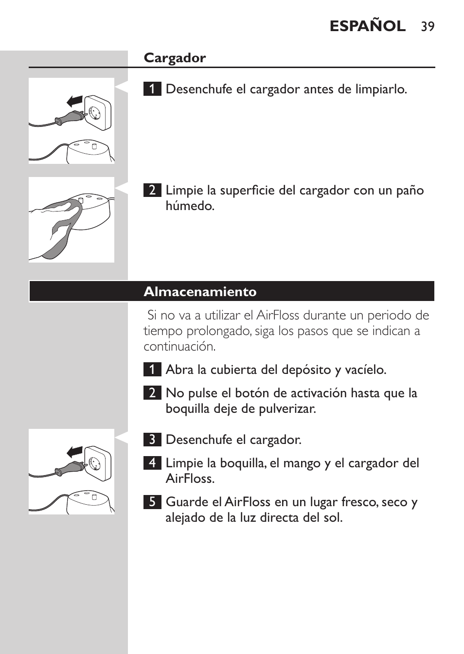 Philips Sonicare AirFloss Interdental - Recargable User Manual | Page 39 / 96