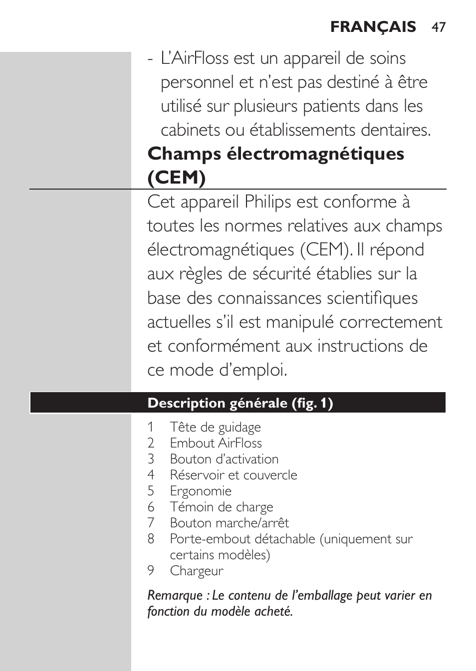 Philips Sonicare AirFloss Interdental - Recargable User Manual | Page 47 / 96