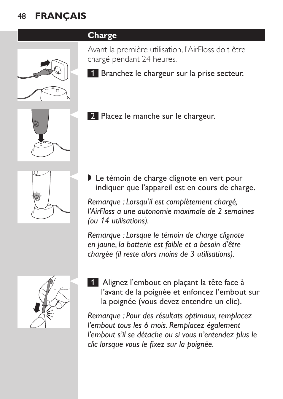 Philips Sonicare AirFloss Interdental - Recargable User Manual | Page 48 / 96