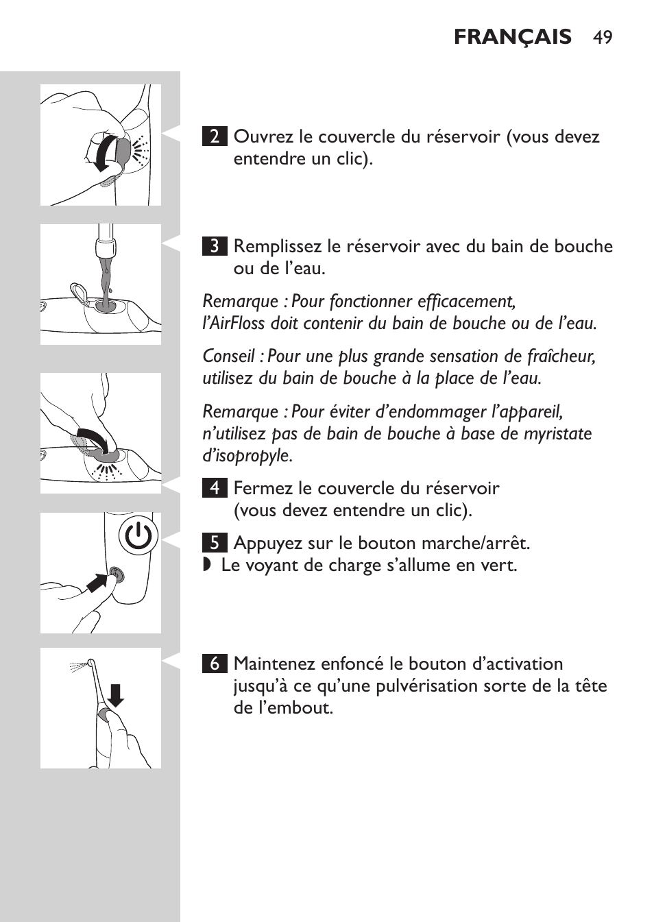 Philips Sonicare AirFloss Interdental - Recargable User Manual | Page 49 / 96