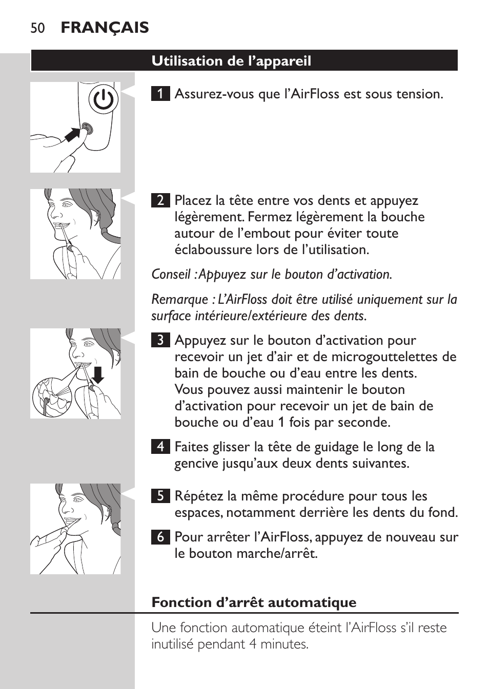 Philips Sonicare AirFloss Interdental - Recargable User Manual | Page 50 / 96