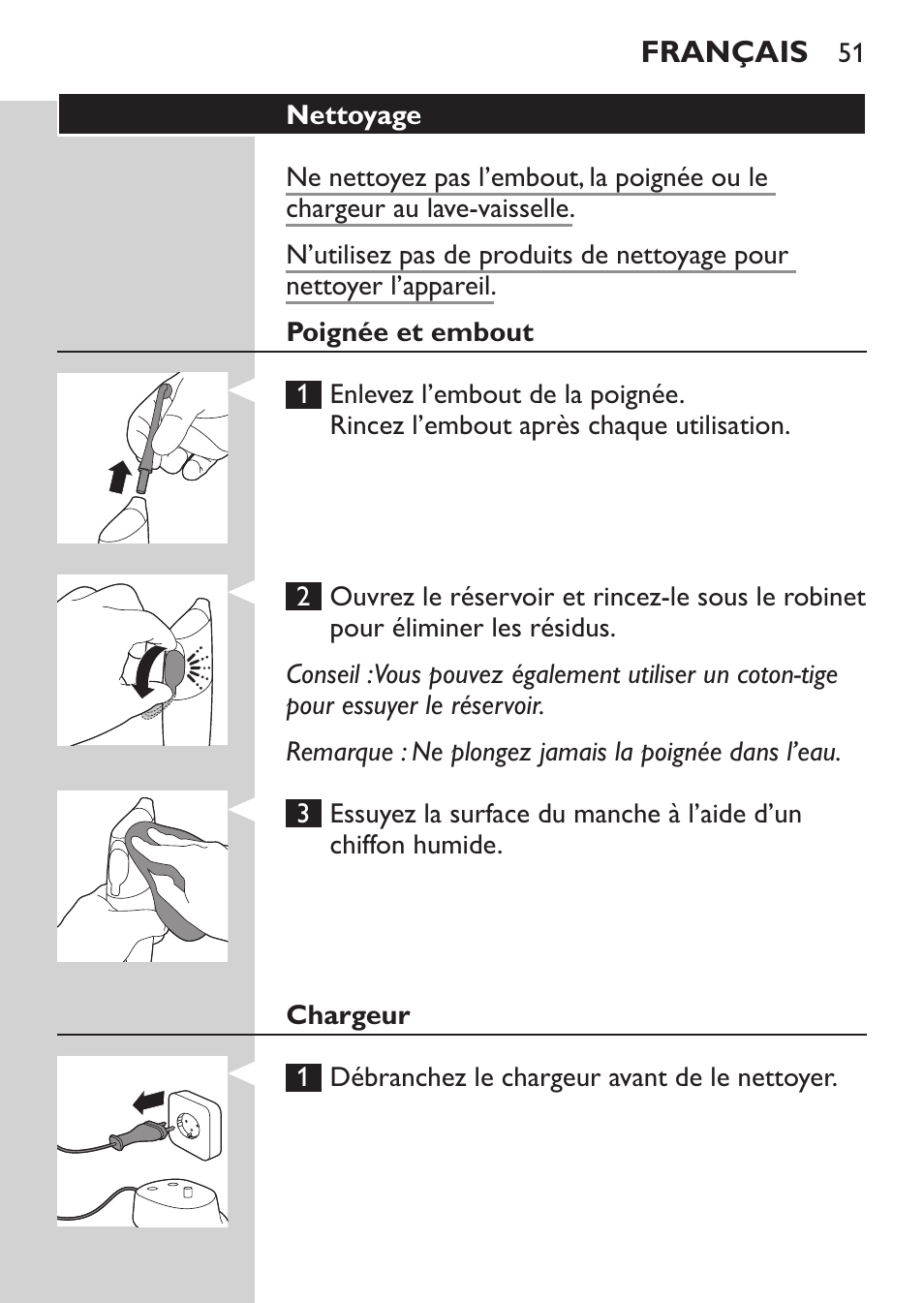 Français | Philips Sonicare AirFloss Interdental - Recargable User Manual | Page 51 / 96