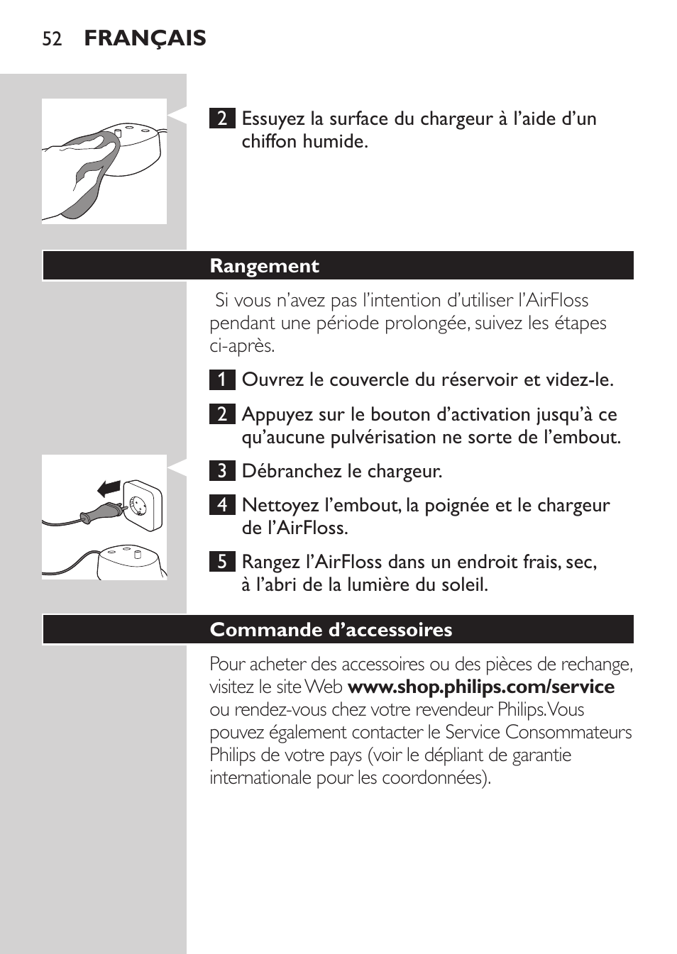 Philips Sonicare AirFloss Interdental - Recargable User Manual | Page 52 / 96