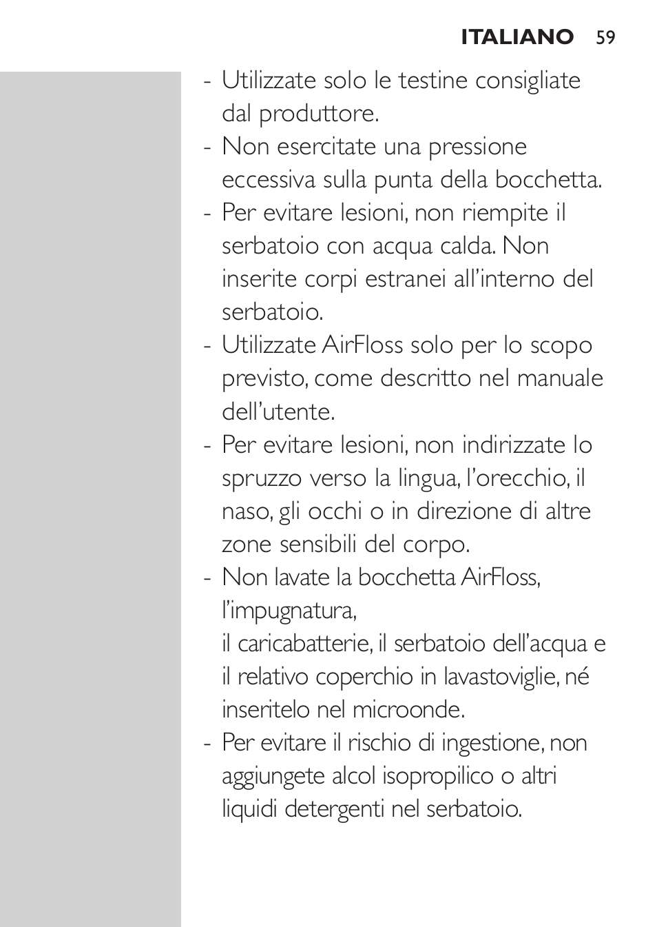 Philips Sonicare AirFloss Interdental - Recargable User Manual | Page 59 / 96