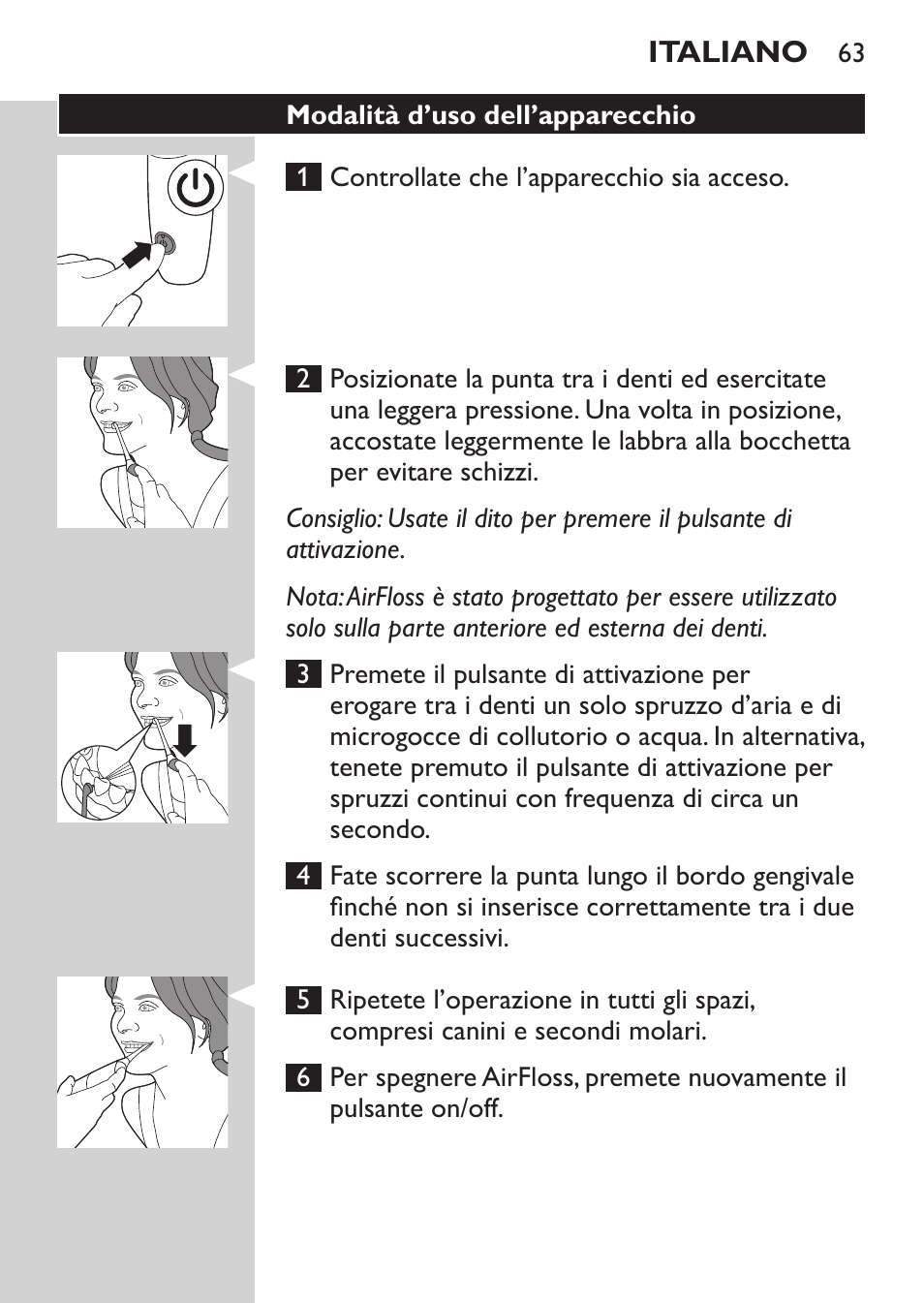 Philips Sonicare AirFloss Interdental - Recargable User Manual | Page 63 / 96