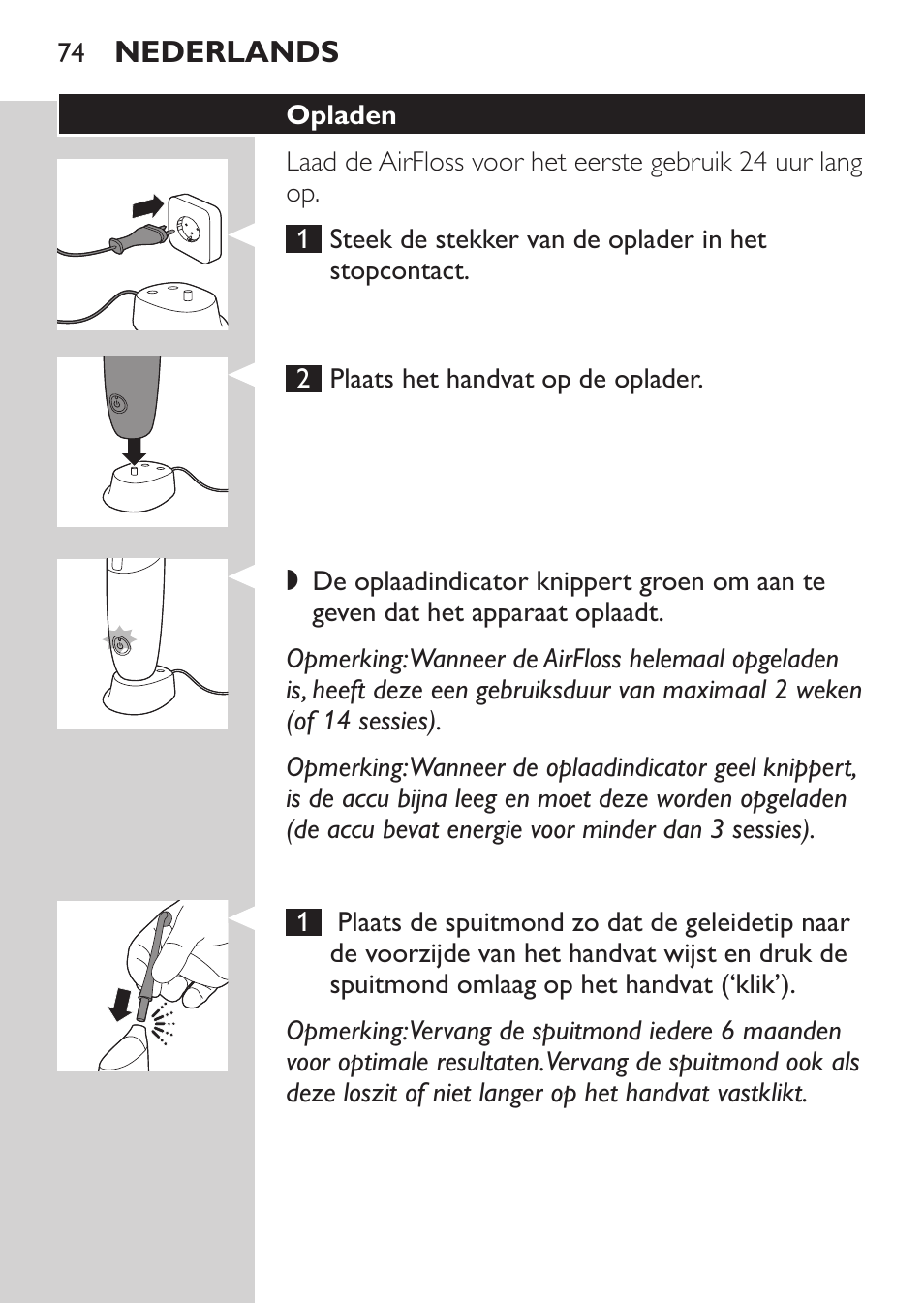 Philips Sonicare AirFloss Interdental - Recargable User Manual | Page 74 / 96