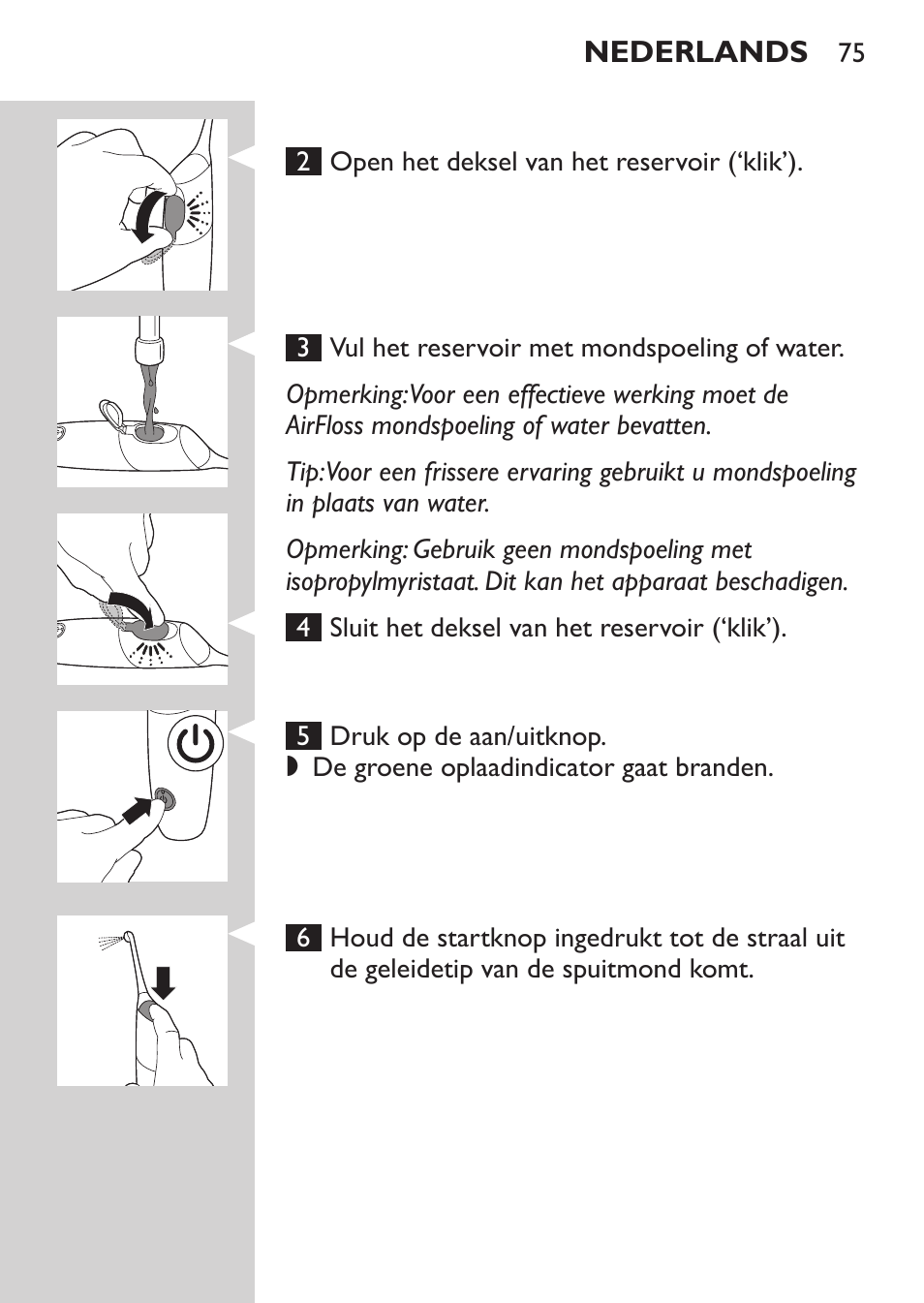 Philips Sonicare AirFloss Interdental - Recargable User Manual | Page 75 / 96