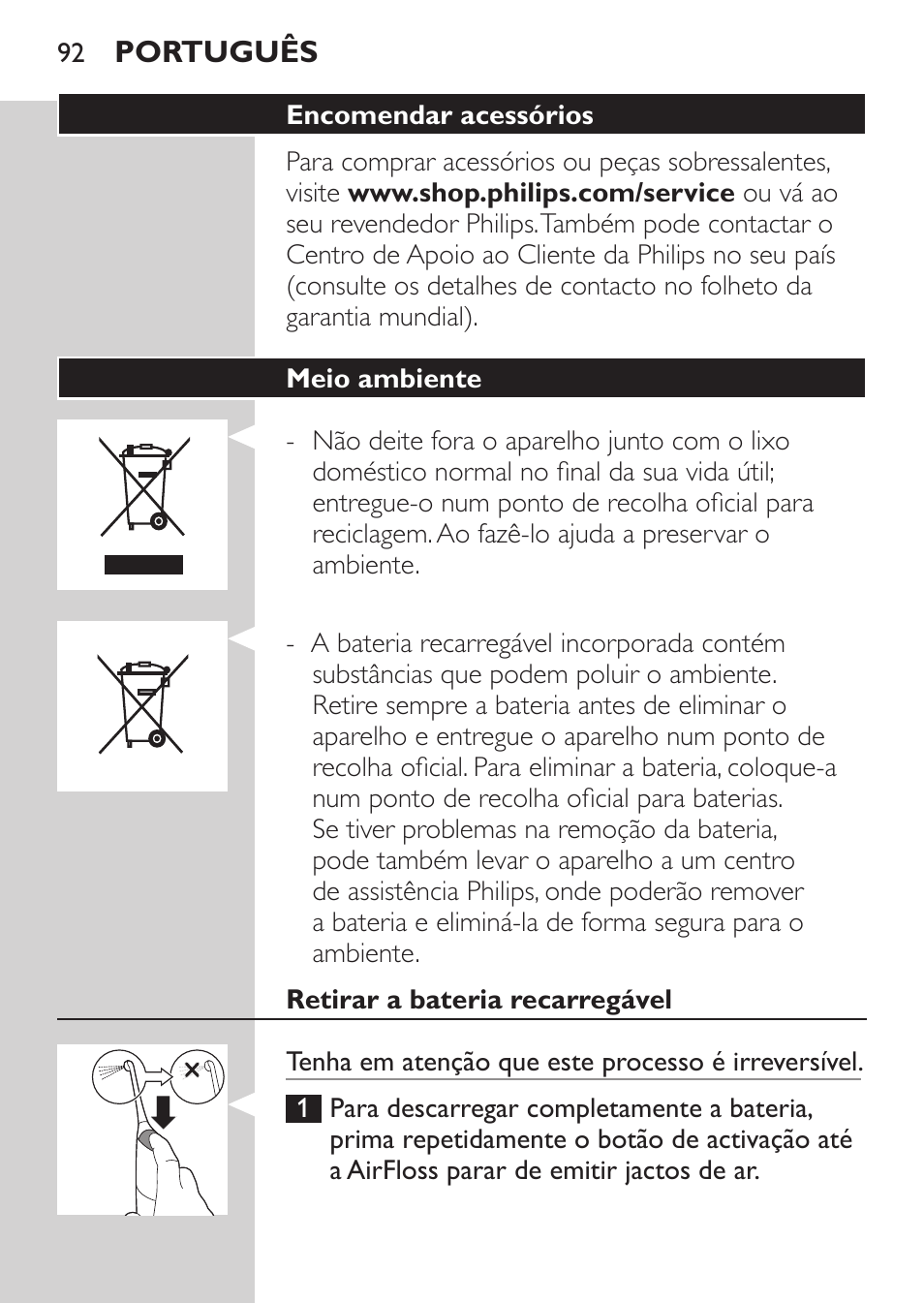 Philips Sonicare AirFloss Interdental - Recargable User Manual | Page 92 / 96