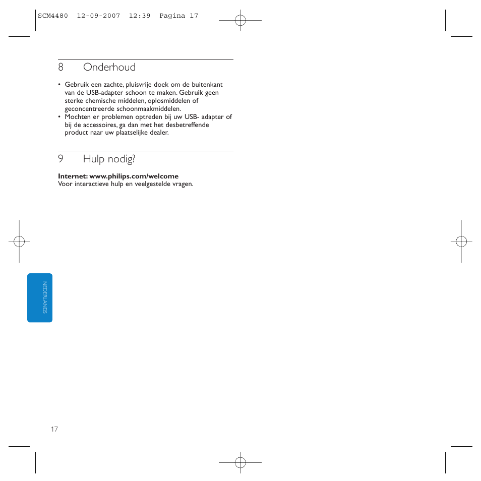8onderhoud, 9hulp nodig | Philips Power2Charge User Manual | Page 17 / 61