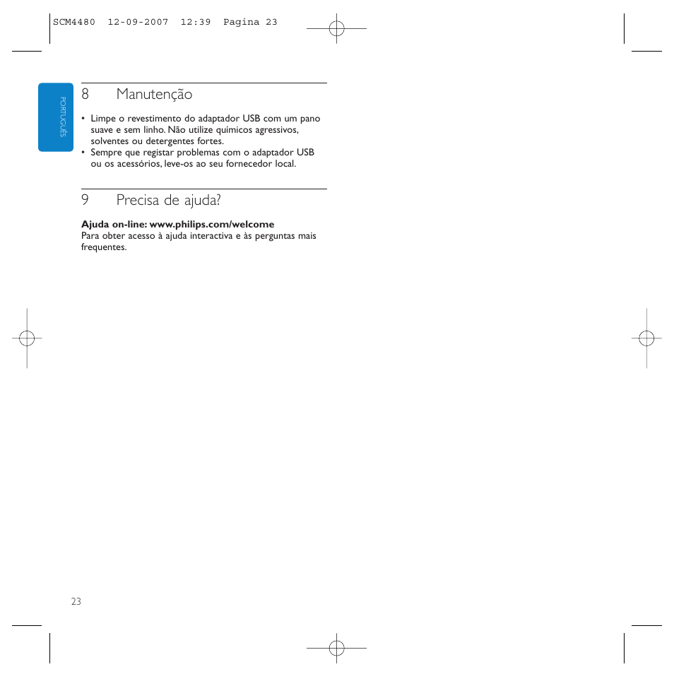 8manutenção, 9precisa de ajuda | Philips Power2Charge User Manual | Page 23 / 61