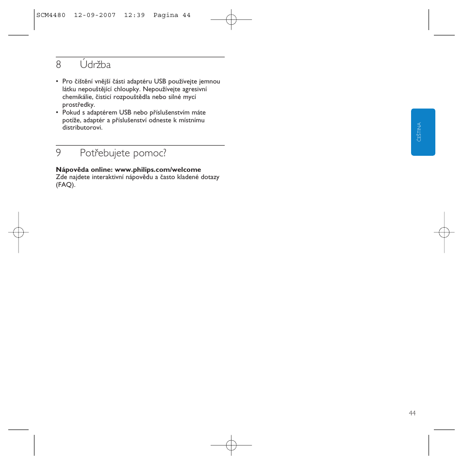 8údržba, 9potřebujete pomoc | Philips Power2Charge User Manual | Page 44 / 61