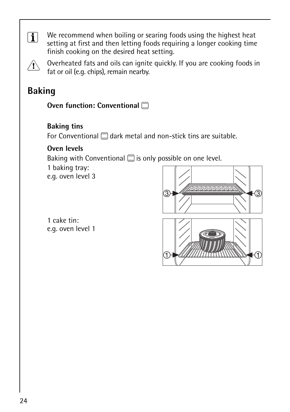 Baking | AEG COMPETENCE E1100-4 User Manual | Page 24 / 48