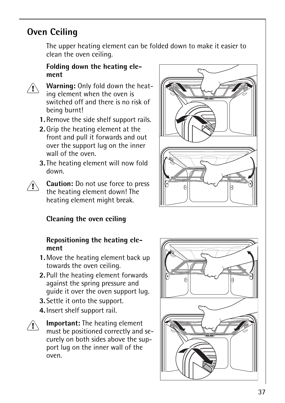 Oven ceiling | AEG COMPETENCE E1100-4 User Manual | Page 37 / 48