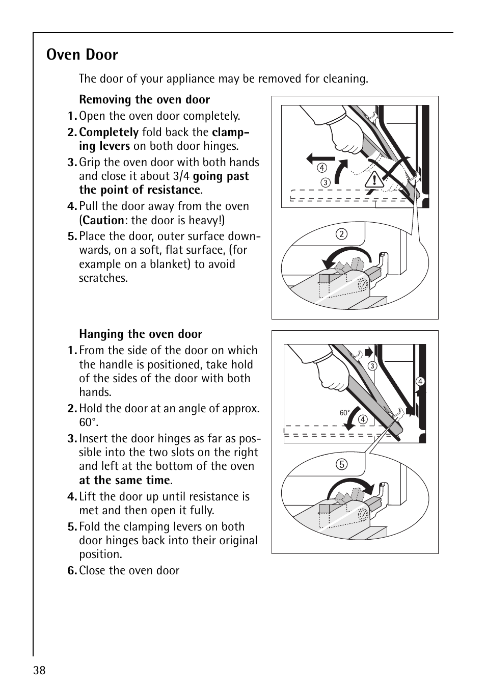 Oven door | AEG COMPETENCE E1100-4 User Manual | Page 38 / 48