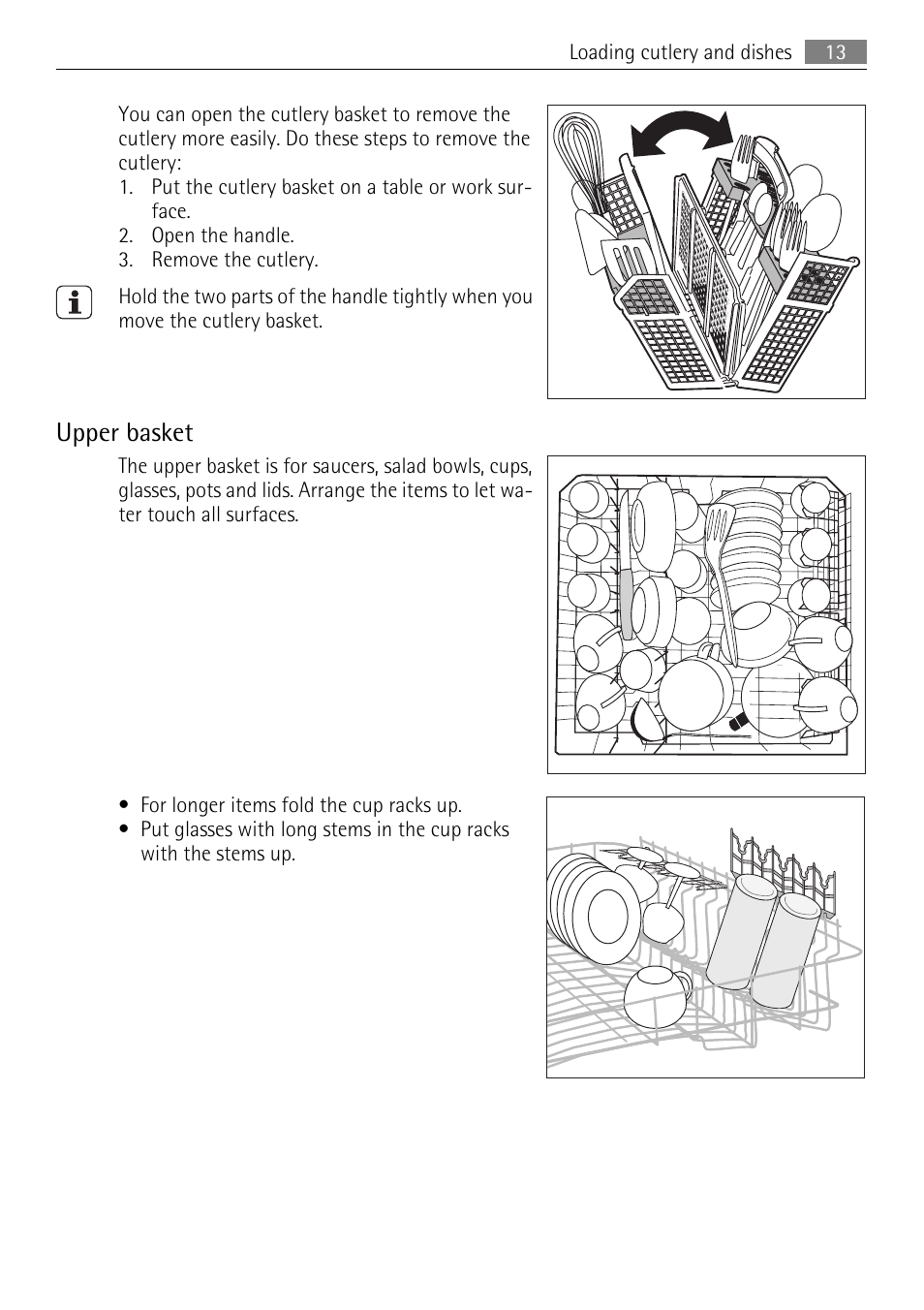 Upper basket | AEG FAVORIT 45003 User Manual | Page 13 / 28