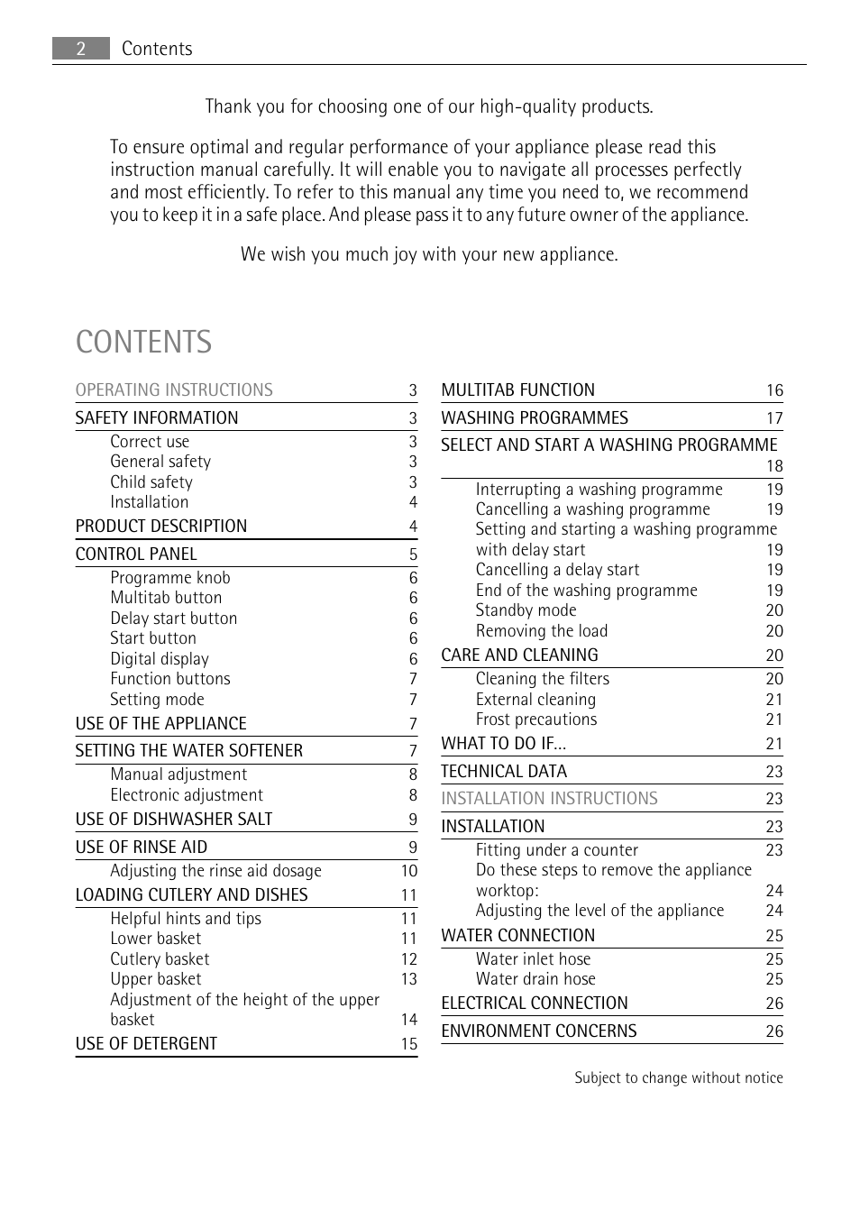 AEG FAVORIT 45003 User Manual | Page 2 / 28