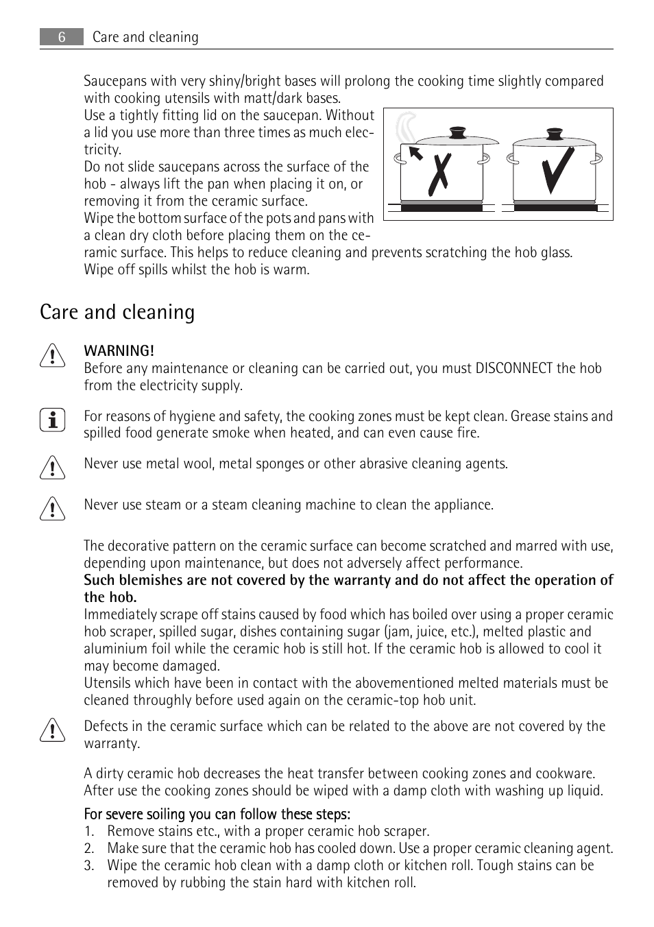 Care and cleaning | AEG 33620 DK-M User Manual | Page 6 / 12