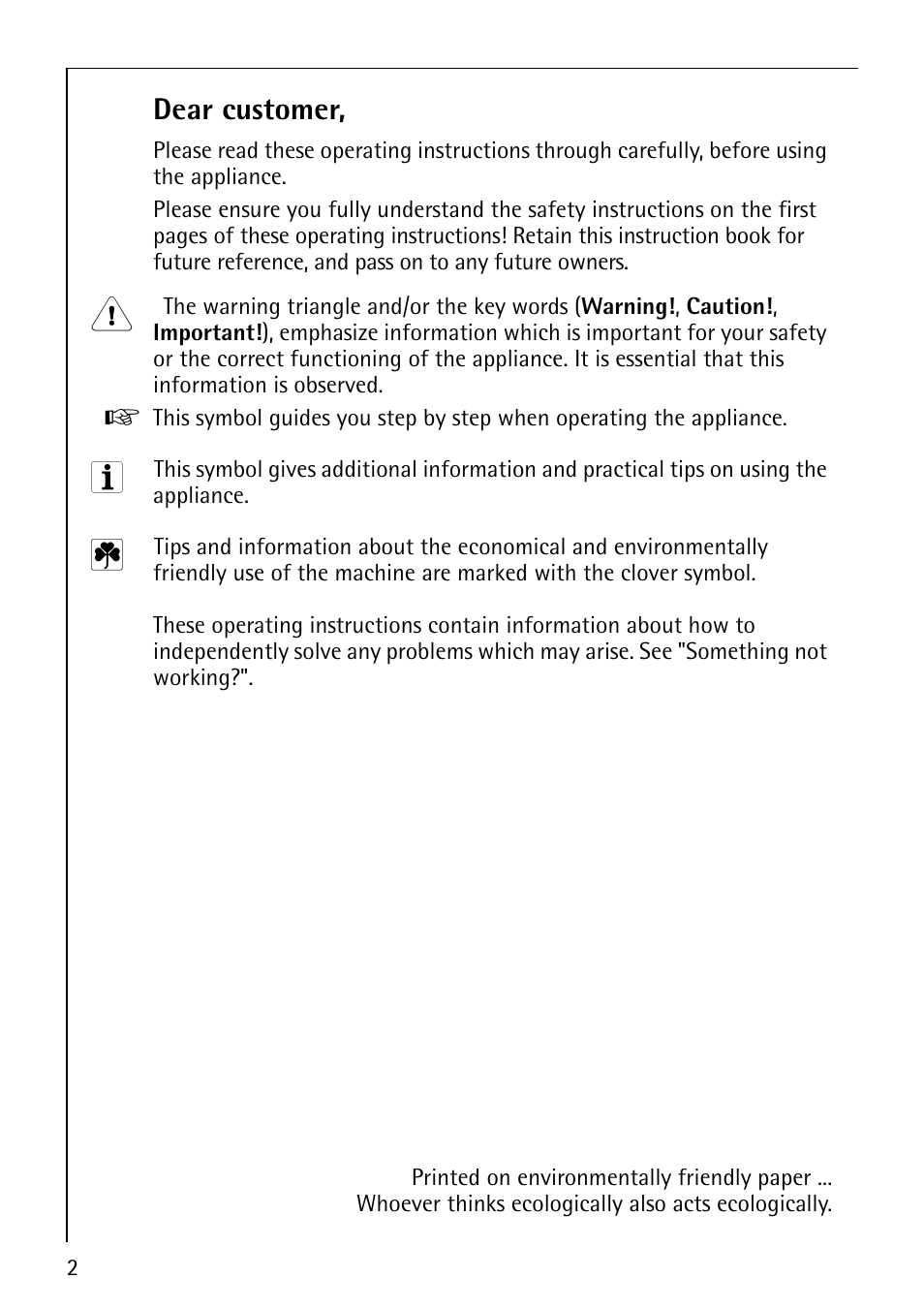 Dear customer | AEG LAVATHERM T30 User Manual | Page 2 / 32