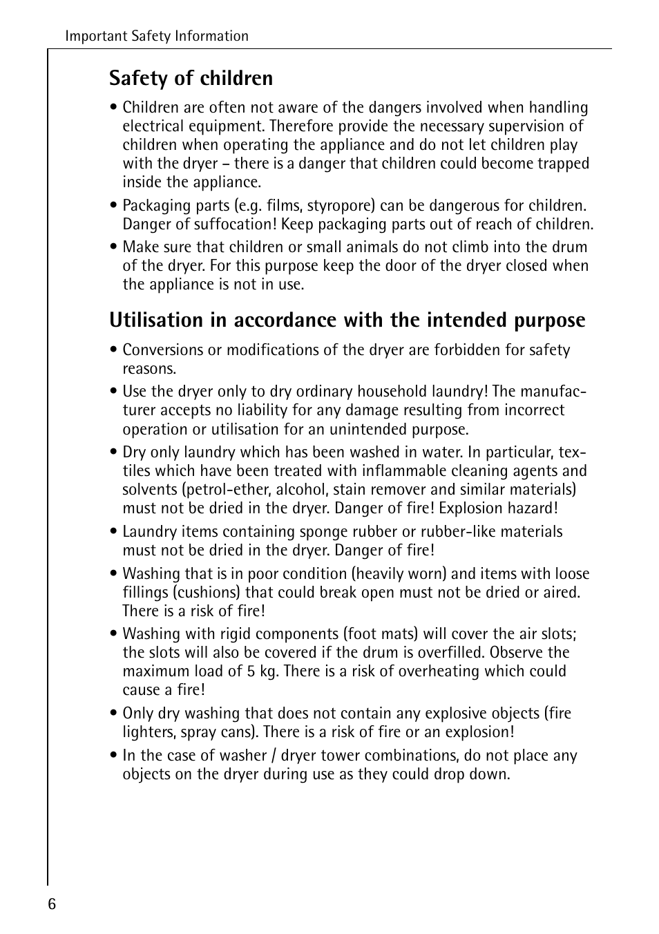 Safety of children | AEG LAVATHERM T30 User Manual | Page 6 / 32