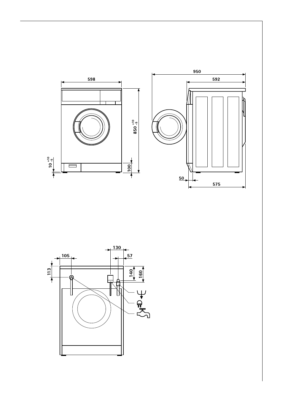 Appliance dimensions | AEG 72620 User Manual | Page 41 / 52