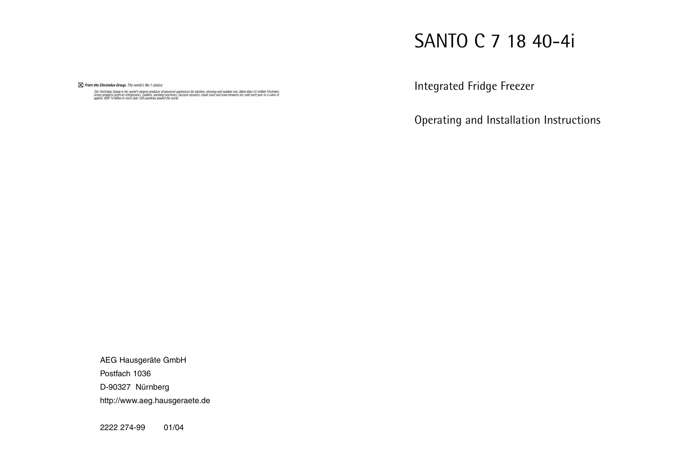 AEG SANTO C 7 18 40-4I User Manual | 14 pages
