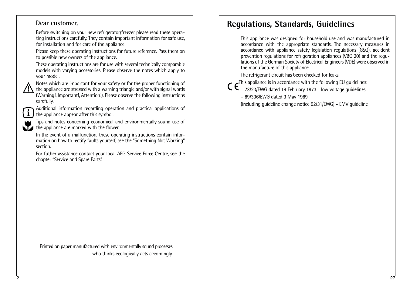 Regulations, standards, guidelines | AEG SANTO C 7 18 40-4I User Manual | Page 2 / 14