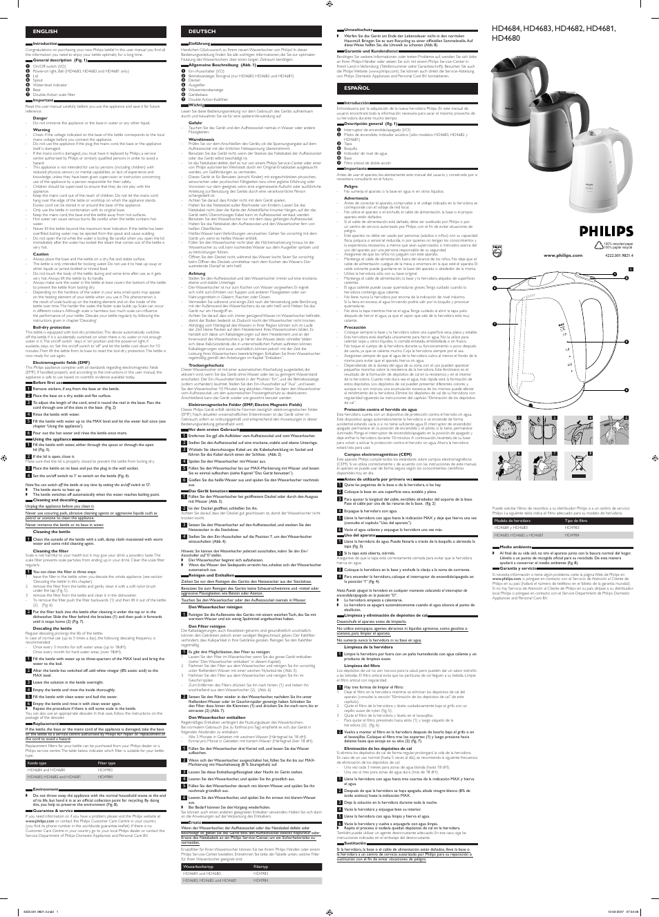 Philips Hervidor User Manual | 2 pages