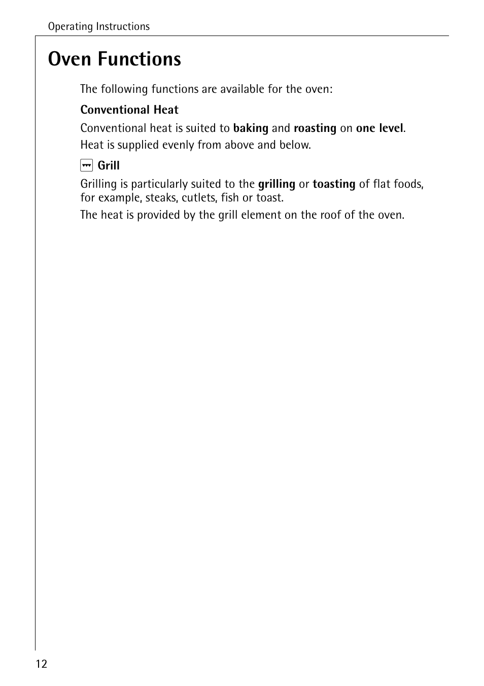 Oven functions | AEG COMPETENCE 2003 F User Manual | Page 12 / 40