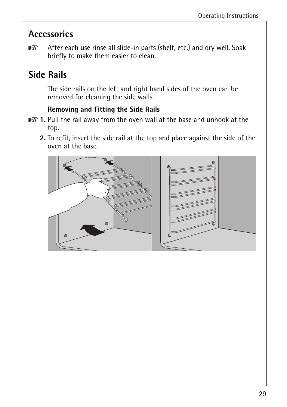 Accessories, Side rails | AEG COMPETENCE 2003 F User Manual | Page 29 / 40