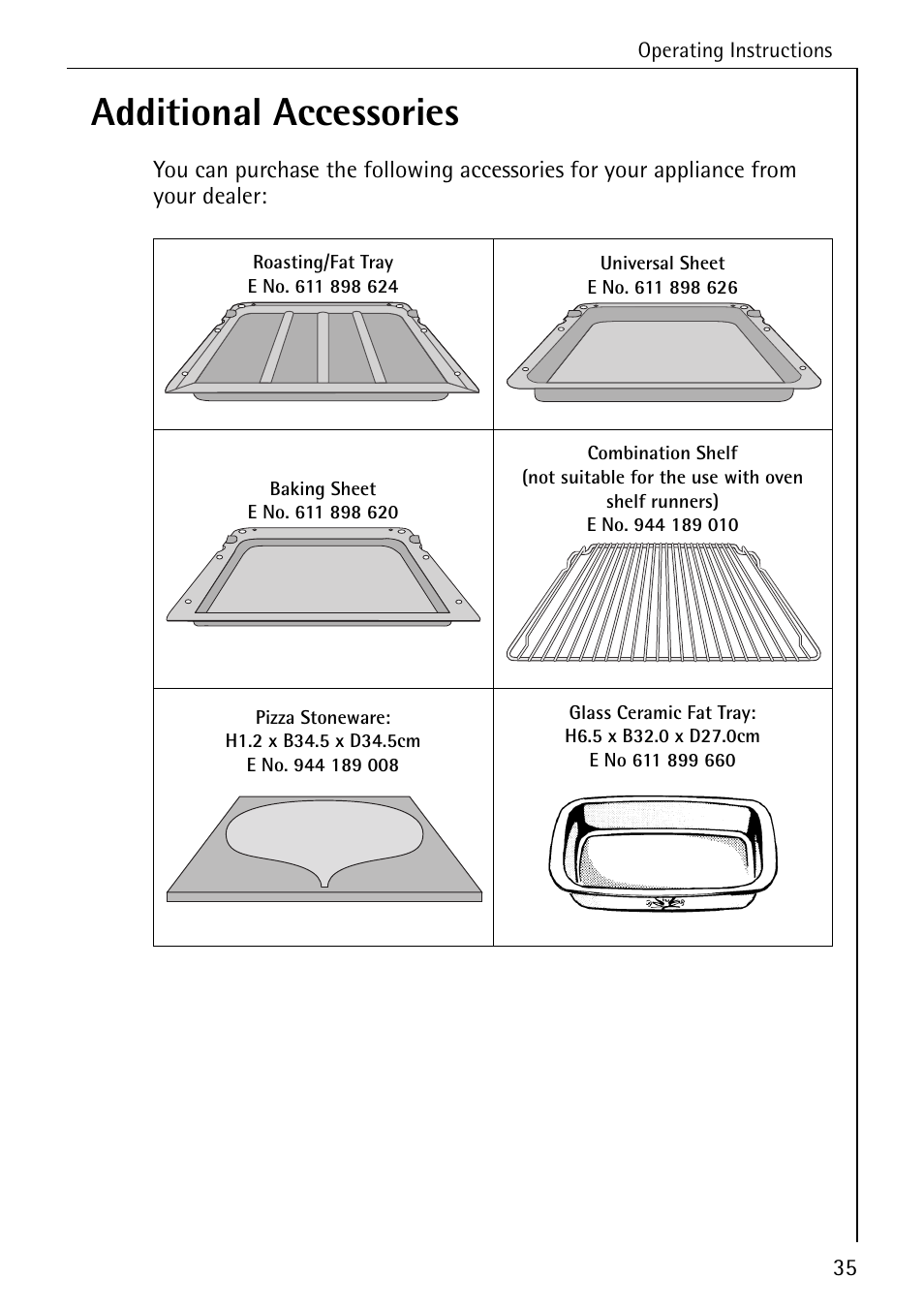 Additional accessories | AEG COMPETENCE 2003 F User Manual | Page 35 / 40