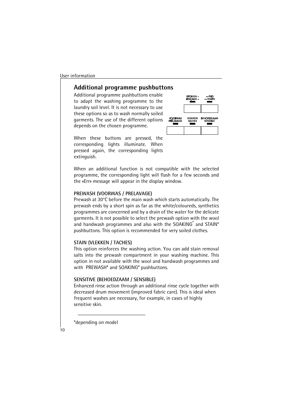 Additional programme pushbuttons | AEG LAVAMAT 47380 User Manual | Page 10 / 36
